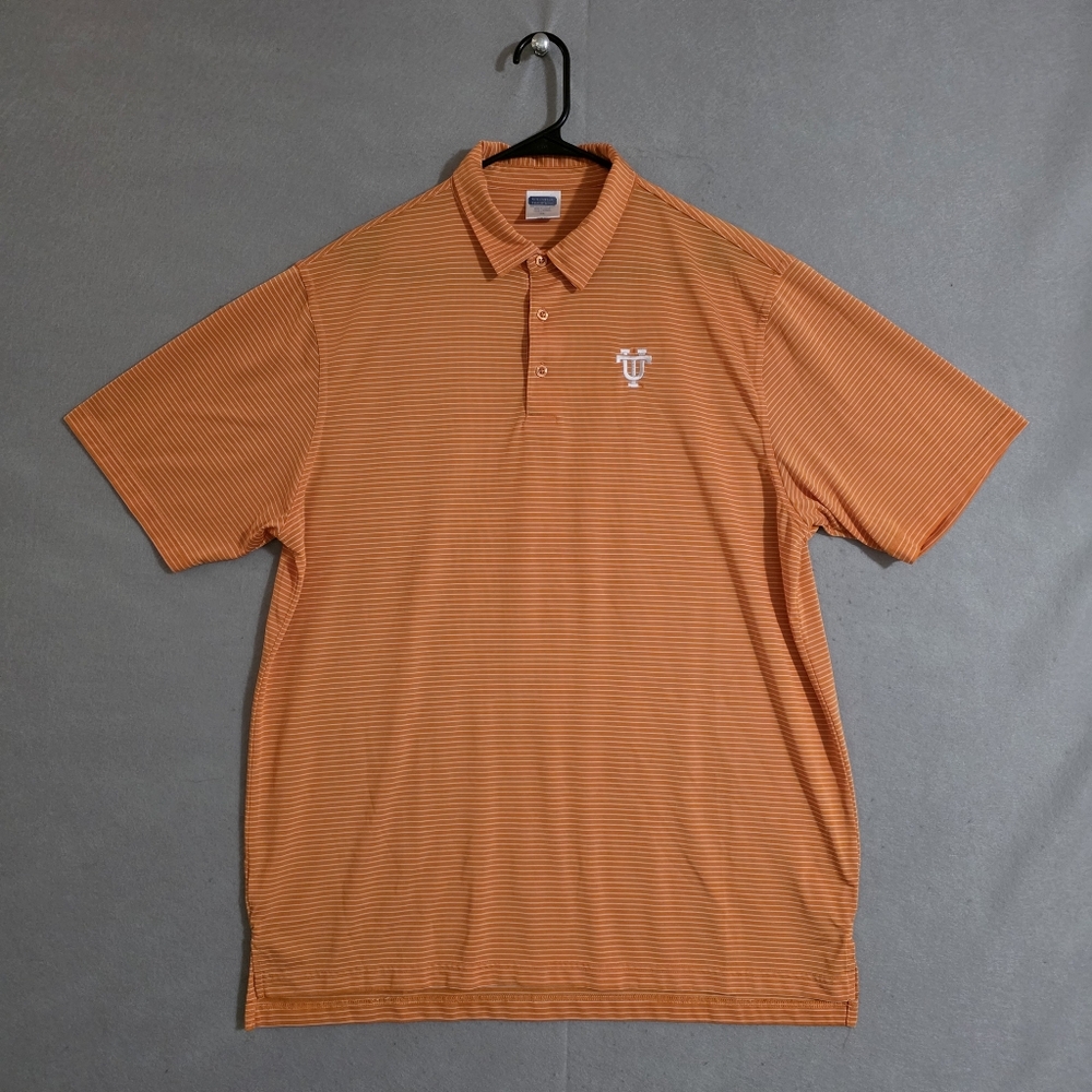 Volunteer Traditions Mens Orange White Striped UT Vols Embroidered Polo Size XL